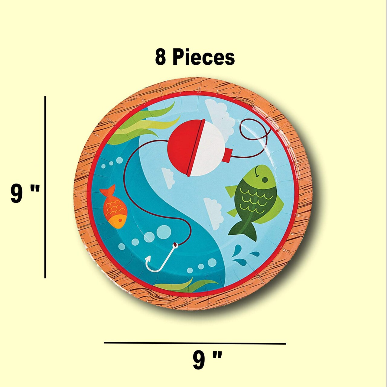 8 Count Little Fisherman Paper Plates 9 Inch Dinner Plates for Birthday and Retirement